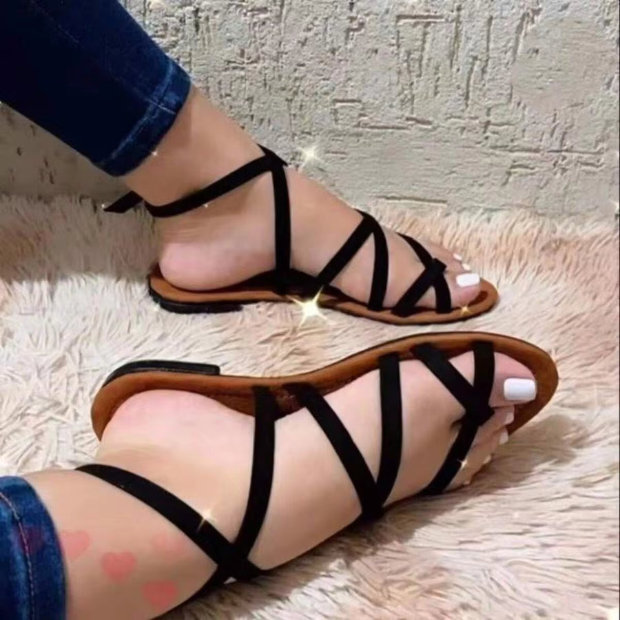 Women's Ankle Strap Sandals Gladiator Fisherman Strappy Sandals Flat Sandals Valentines