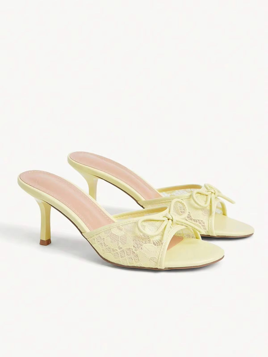 CUCCOO CHICEST Women's Bow Decor Fashion High Heel Slide Sandals Summer Shoes Wedding Shoes Bride Shoes