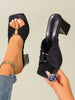 Square Toe Thick Heel FashionPeep-Toe Sandals, Sexy Open ToeBowknot Elastic Back StrapWomen's High Heel Sandals,SummerShoes